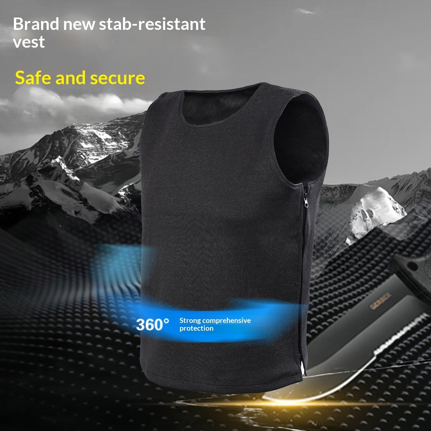 Black Double-Layer Cut & Stab-Resistant Vest
