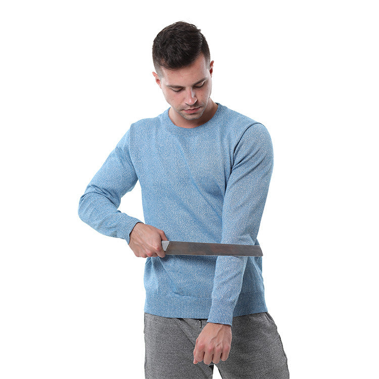 Men's Blue Round Neck Protective Shirt